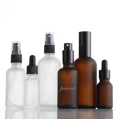 Brown Dropper Essential Oil Bottle Transparent Frosted Glass Spray Portable Small Sample