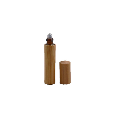 Bamboo Roll On Perfume Bottles Engraving Surface With Stainless Steel Ball