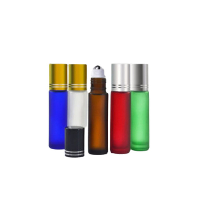 Portable Colored Glass Bottle Roll On 4ml 8ml 10ml For Skin Care Cream Perfume Oil Roller Bottles Amber Blue Transparent Frosted