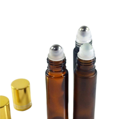 Portable Colored Glass Bottle Roll On 4ml 8ml 10ml For Skin Care Cream Perfume Oil Roller Bottles Amber Blue Transparent Frosted