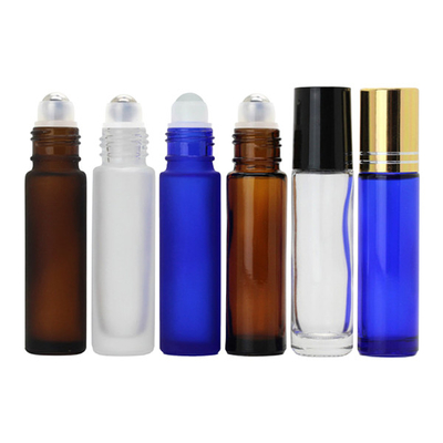 3ml Empty Roller Container For Essential Oils Frost Clear Amber Blue Transparent Glass Perfume Roller Bottles With Metal Ball