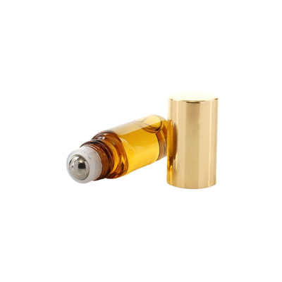 ‌Customize Size Roll On Amber Bottles With Metal Ball / Aluminum Cap Leak-Proof Essential Oil Containers