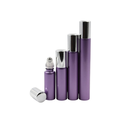 ‌Portable Shiny Metal Lavender Essential Oil Roller Ball Purple Crystal Roll On Perfume Bottles‌
