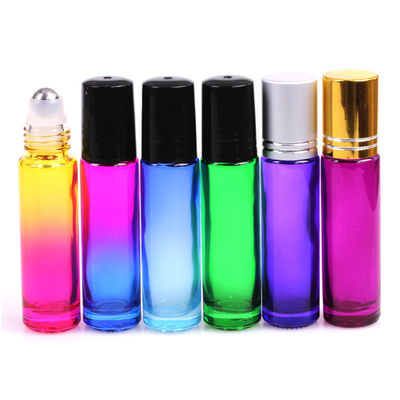 5ml 10ml Refillable Roll On Bottles Bamboo Lid Amber Blue Transparent Frosted Gemstone Empty Roller Ball Bottles