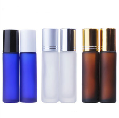 3ml Empty Roller Container For Essential Oils Frost Clear Amber Blue Transparent Glass Perfume Roller Bottles With Metal Ball