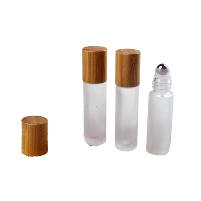 스테인리스 롤러 공을 가진 목제 곡물 대나무 모자 3ml 5ml 10ml 서리로 덥은 롤러 병